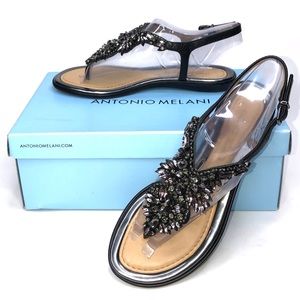 ANTONIO MELANI BLACK JEWELED SANDALS